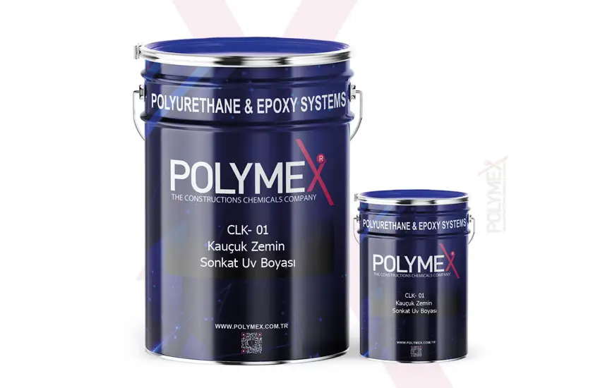 Polymex-CLK-01-Kaucuk-Zemin-Sonkat-UV-Boyasi.webp Polymex CLK-01 Rubber Floor Topcoat UV Paint - Image 1